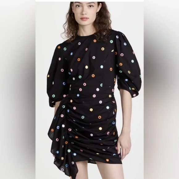 rhode one shoulder dress RHODE Ozzie Print Belted Mini One Shoulder Dress M